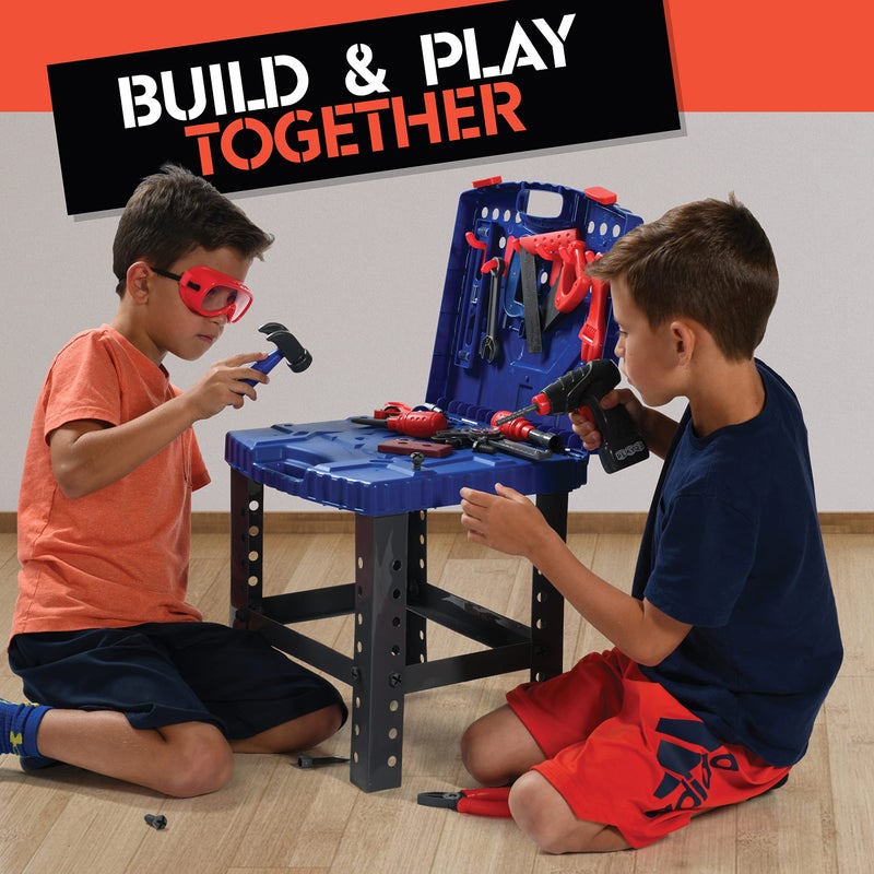 Play22 Kids Tool Set Bench 76 Pc - Toddler Tool Bench Set with Electronic Play Drill - Stem Educational Toy Pretend Play Construction Work Shop - Preschool Toy Gift for Kids Children Boys and Girls - Image 3